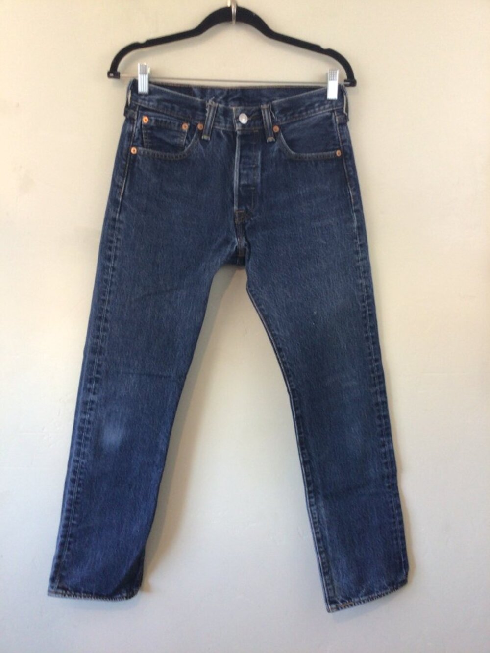 Levis 501 Button Fly Distressed with Spots and Cuts Near Belt Loop Mens 29 x 30